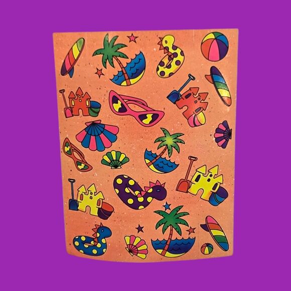 Two Sheets 1989 Vintage Lisa Frank Stickers Plus Polkadot Beach x1 & Hot Lips x1 - Picture 9 of 11